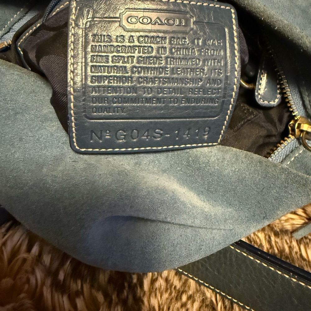 Coach Blue Suede Shoulder Bag - Picture 9 of 11
